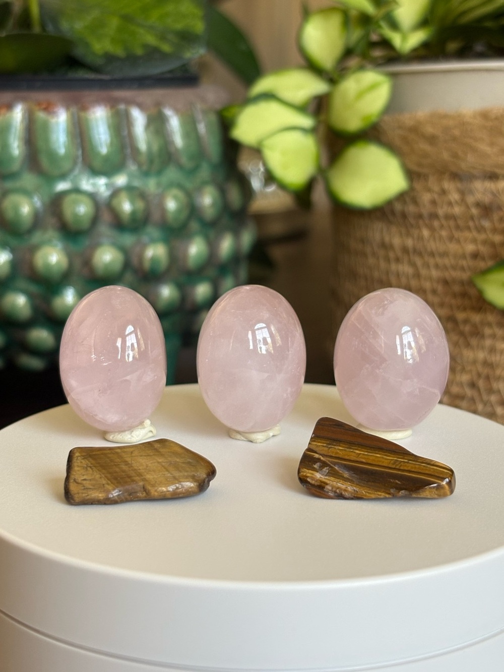 Rose Quartz Eggs & Tiger’s Eye Tumble Crystal Set - Crystal Bundle - Imperfect*